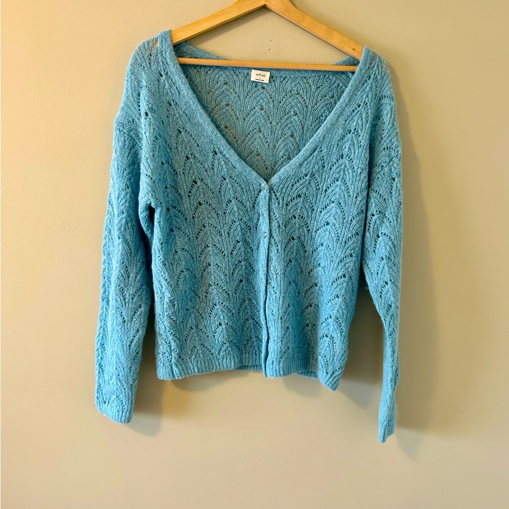 Aritzia Blue Knit Cardigan